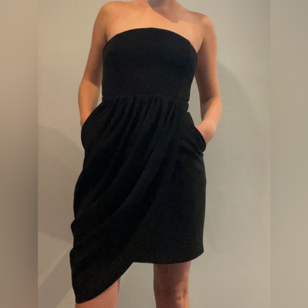 A.L.C. Black Strapless Mini Asymmetrical Dress